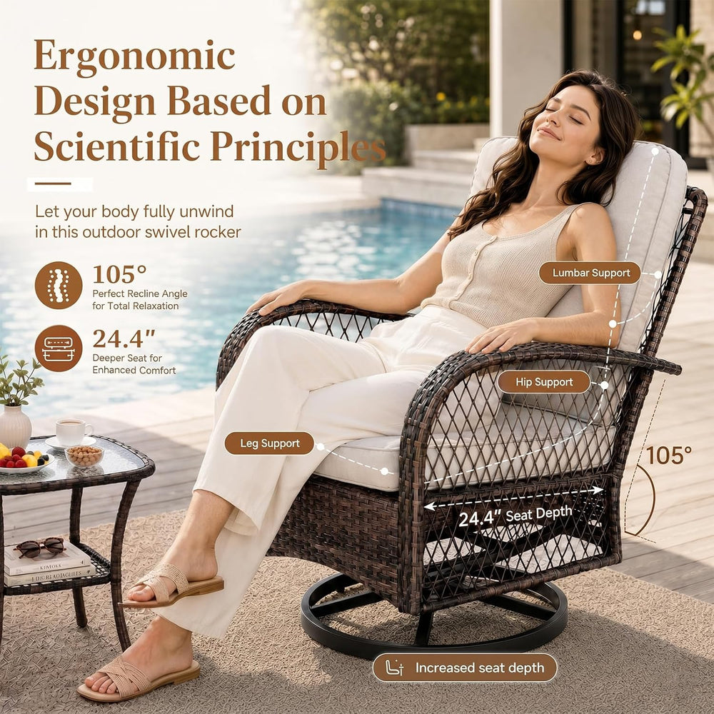 Outdoor Swivel Rocker Patio Chairs, 3 Piece Patio Furniture Set