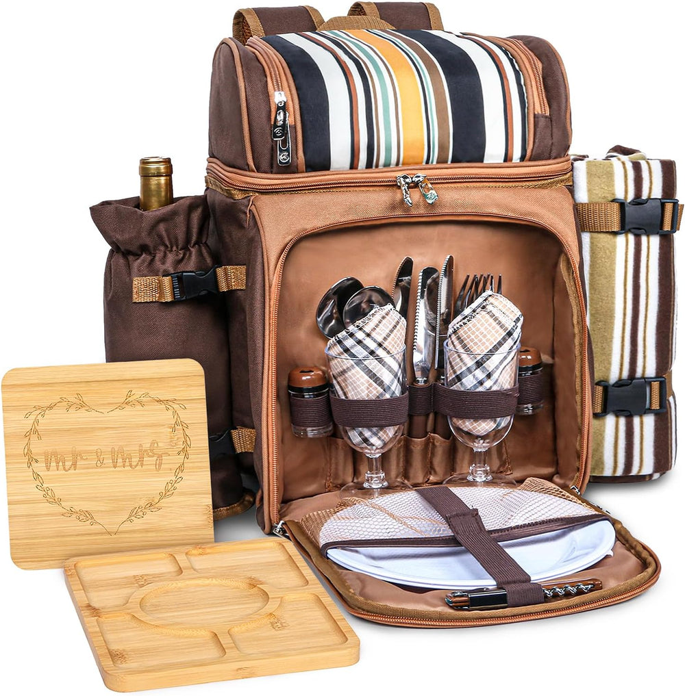 Hap Tim Picnic Basket Backpack for 2 Person with Blanket, 2 Charcuterie Board...