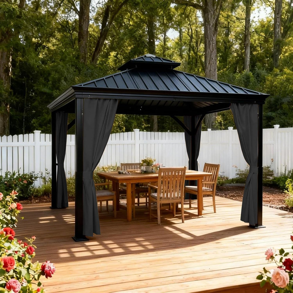 Gazebo Curtain Replacement Universal Privacy Curtain 10'X10'-4Panel-B...
