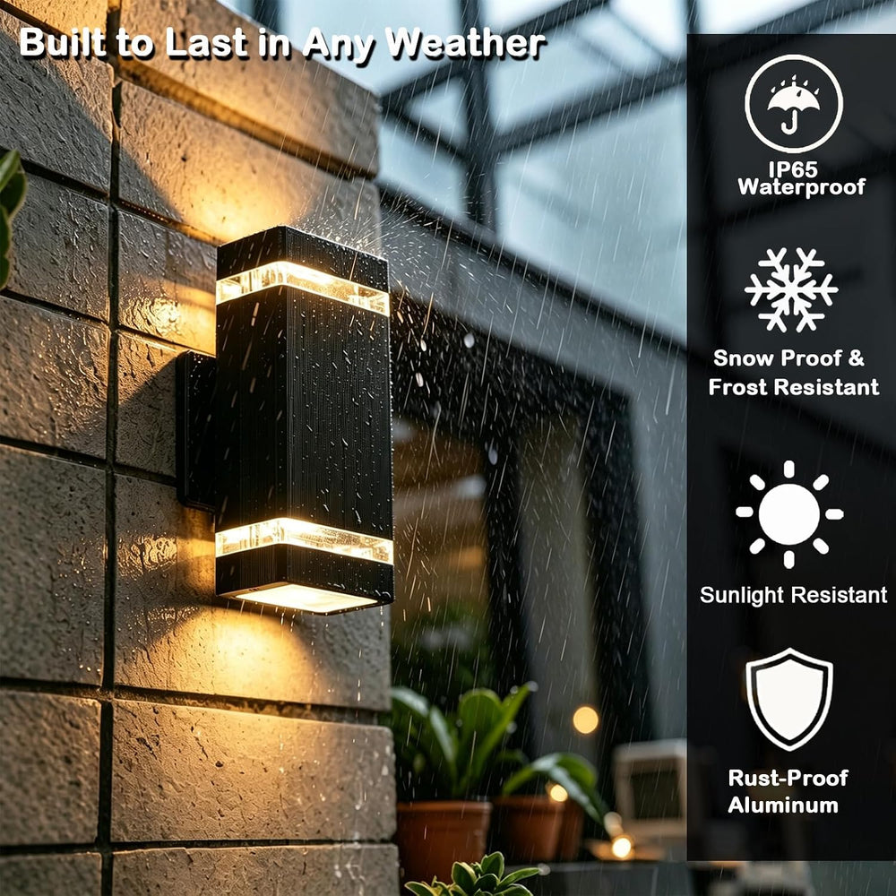 iYogaled Up and Down Outdoor Wall Lights, 2 Pack Black Modern Porch Lights