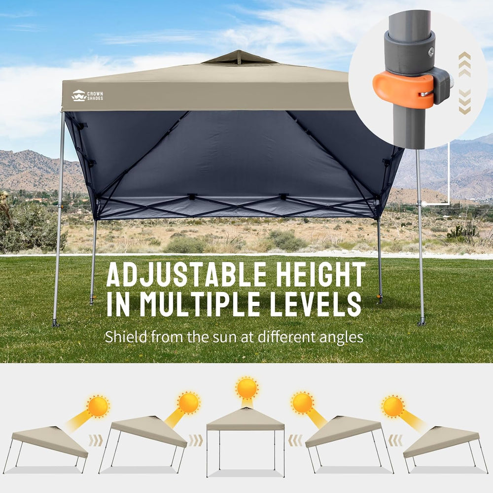 CROWN SHADES 10x10 Pop Up Canopy Tent,Outdoor Canopy, Khaki