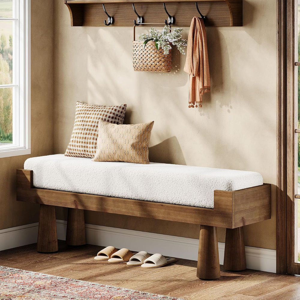 Tribesigns Upholstered Entryway Bench, Shoe Bench End of Bed for Bedroom