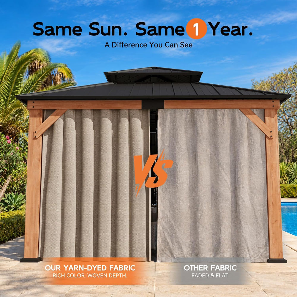 Modern Shade Permanent Wood Gazebo 10x12 with Double Galvanized Steel Roof
