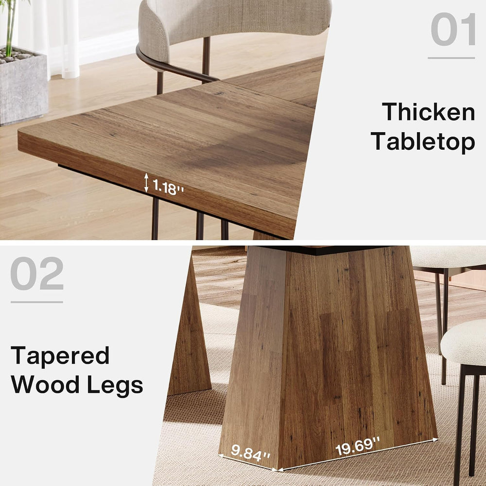 Tribesigns Dining Table for 6, Farmhouse Wood Dinner Rectangular Table Kitche...