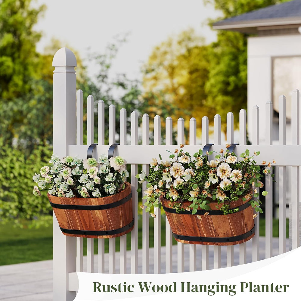 Railing Planters, 2‑Pack Hanging Flower pot, plant window hanger Bucket Pot