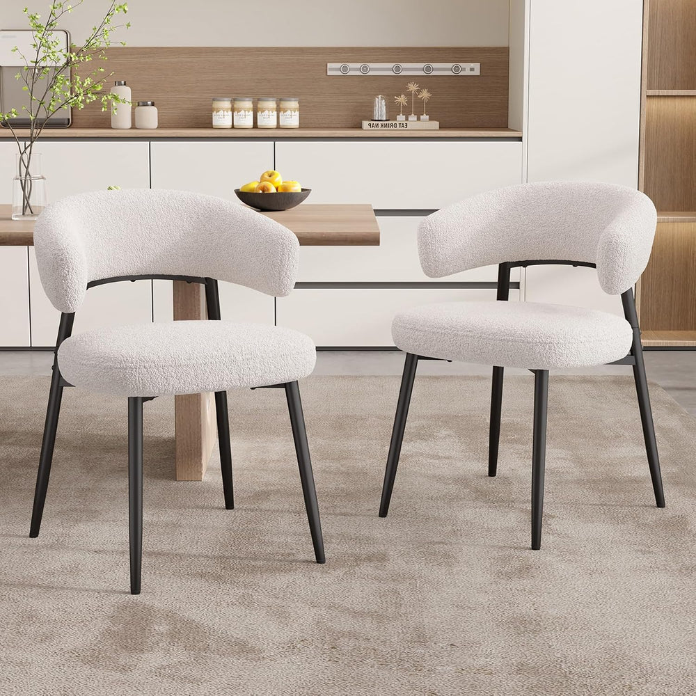 Dining Chairs Set of 2, Mid Century Modern Kitchen Chairs, Boucle Upholstered...