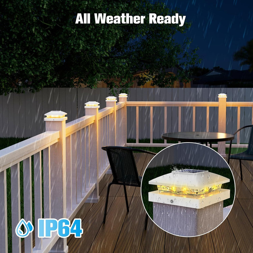 VOLISUN 4x4 Solar Post Cap Lights, 12 Pack White Waterproof Fence Lights