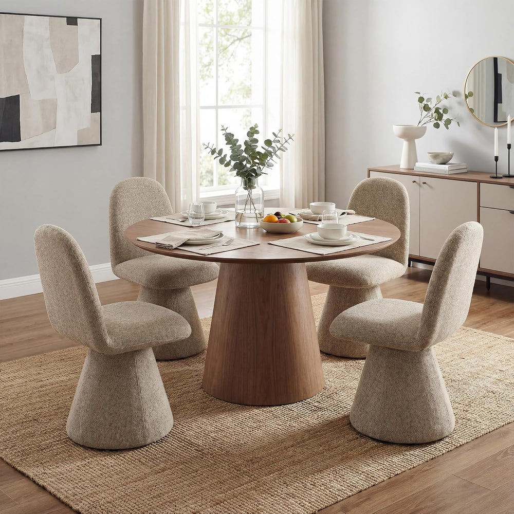 DUOMAY 360° Swivel Dining Chairs Set of 4, Mid Century Modern High Back Linen...