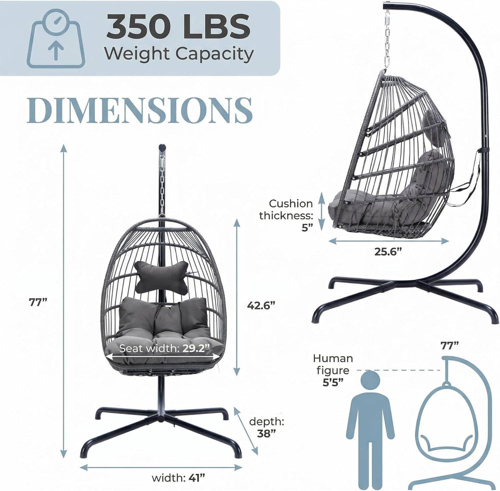 NICESOUL Comfy Indoor Outdoor Egg Chair, Patio Wicker Egg Shaped Swing Chair ...