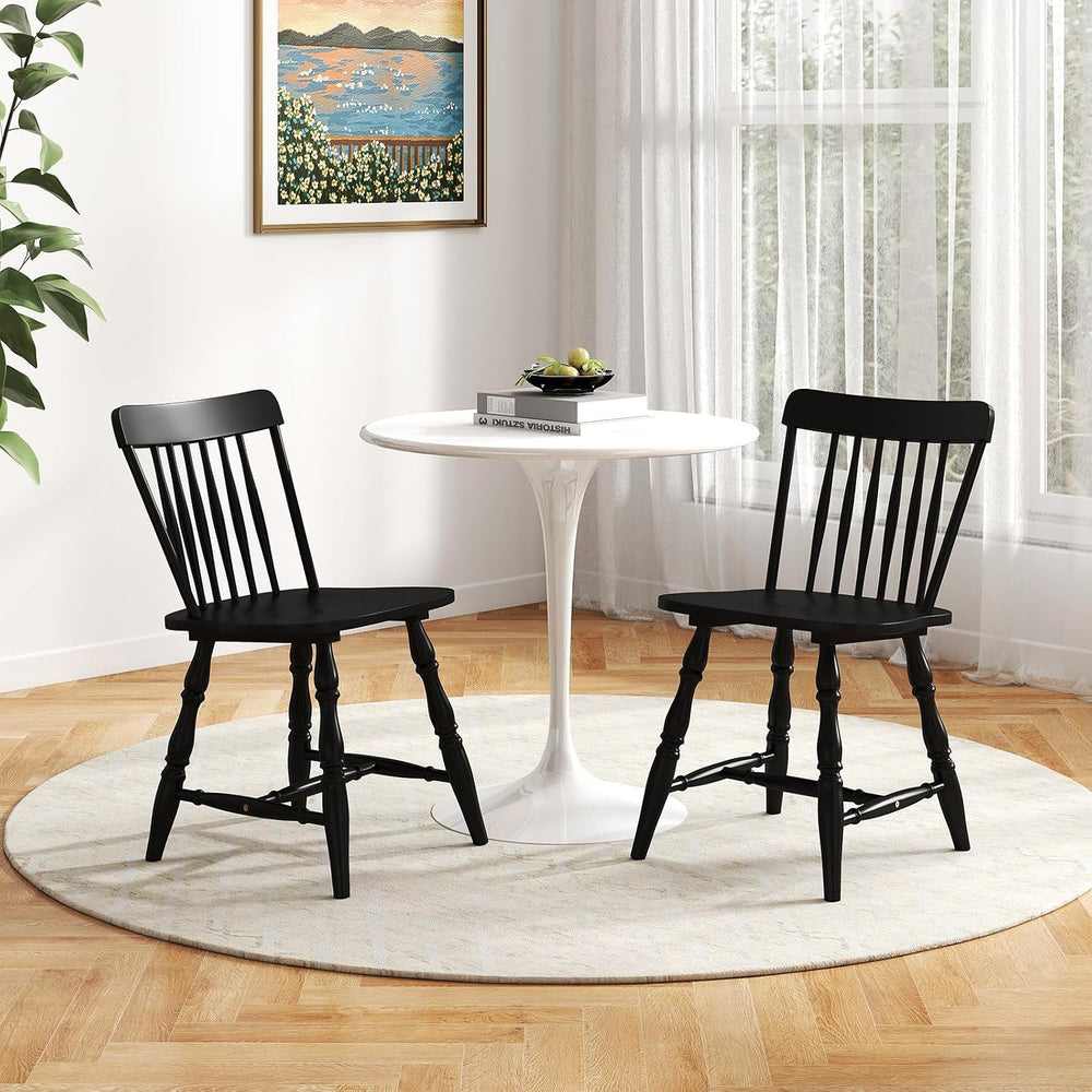 GIANTEX Windsor Dining Chairs Set of 4 w/Curved Spindle Back & Turned Legs