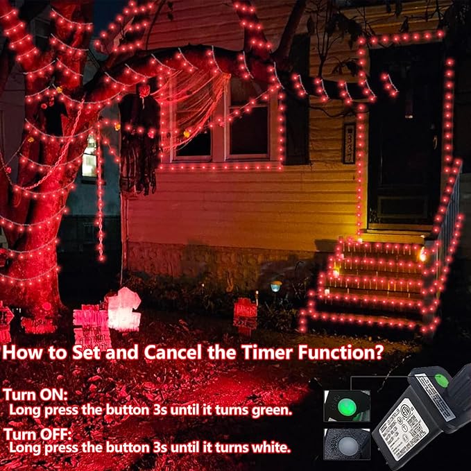 YEGUO 165ft 500 LED Halloween Lights Outdoor Waterproof, Red String Lights In...