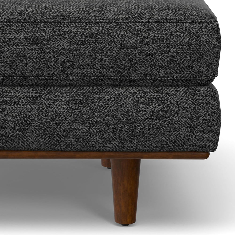 SIMPLIHOME Morrison 49" Wide Woven-Blend Fabric Ottoman in Charcoal Grey