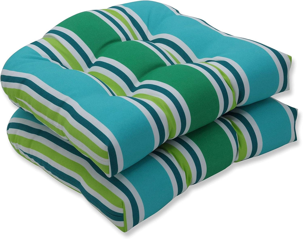 Pillow Perfect Stripe Indoor/Outdoor Chair Seat Cushion, Tufted, Weather, and...