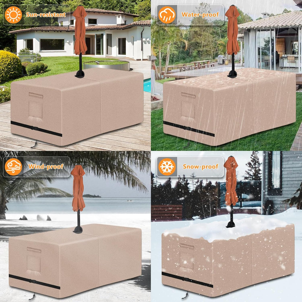 Rectangle Patio Table Cover with Umbrella Hole 108 Lx 82" W x 23.6"...