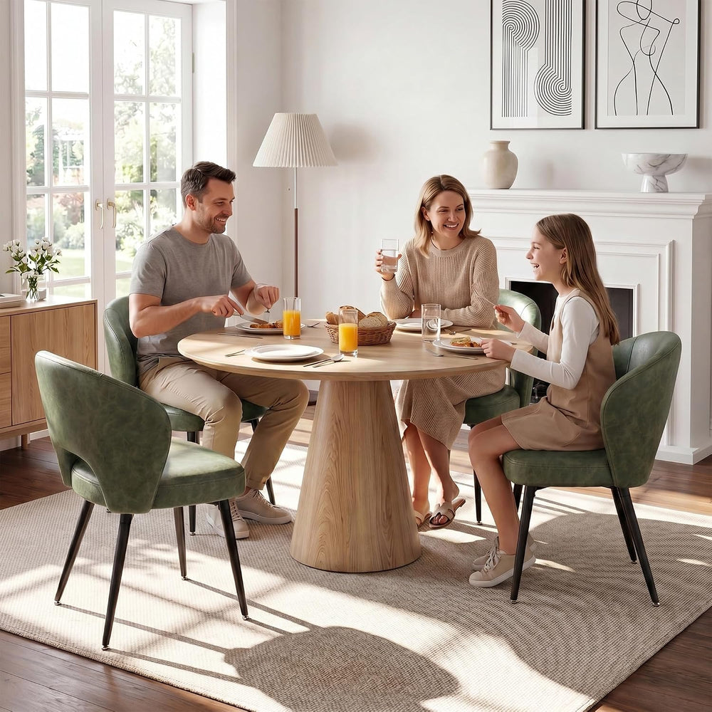 Homkdom Dining Chairs Set of 4 with Curved Open Back & Black Metal Legs