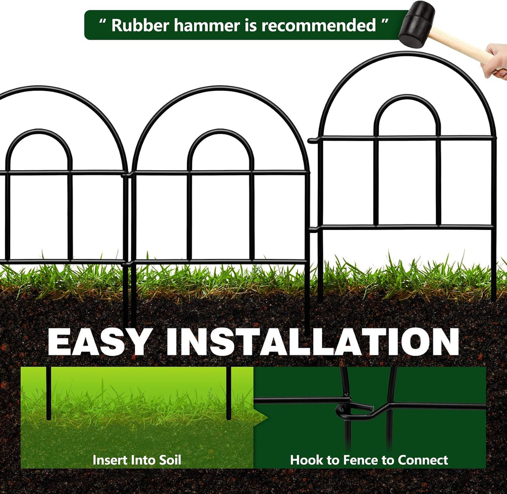 Decorative Garden Fence 32.5ft x 17in - 30 Pack Rustproof Metal No Dig Fence ...