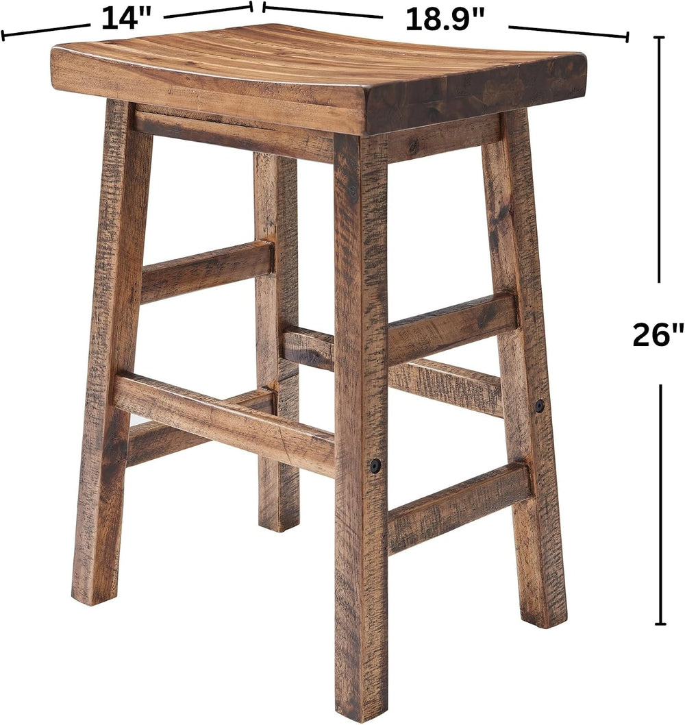 Alaterre Durango Solid Wood Rustic Bar Stool, Natural, 26-Inch