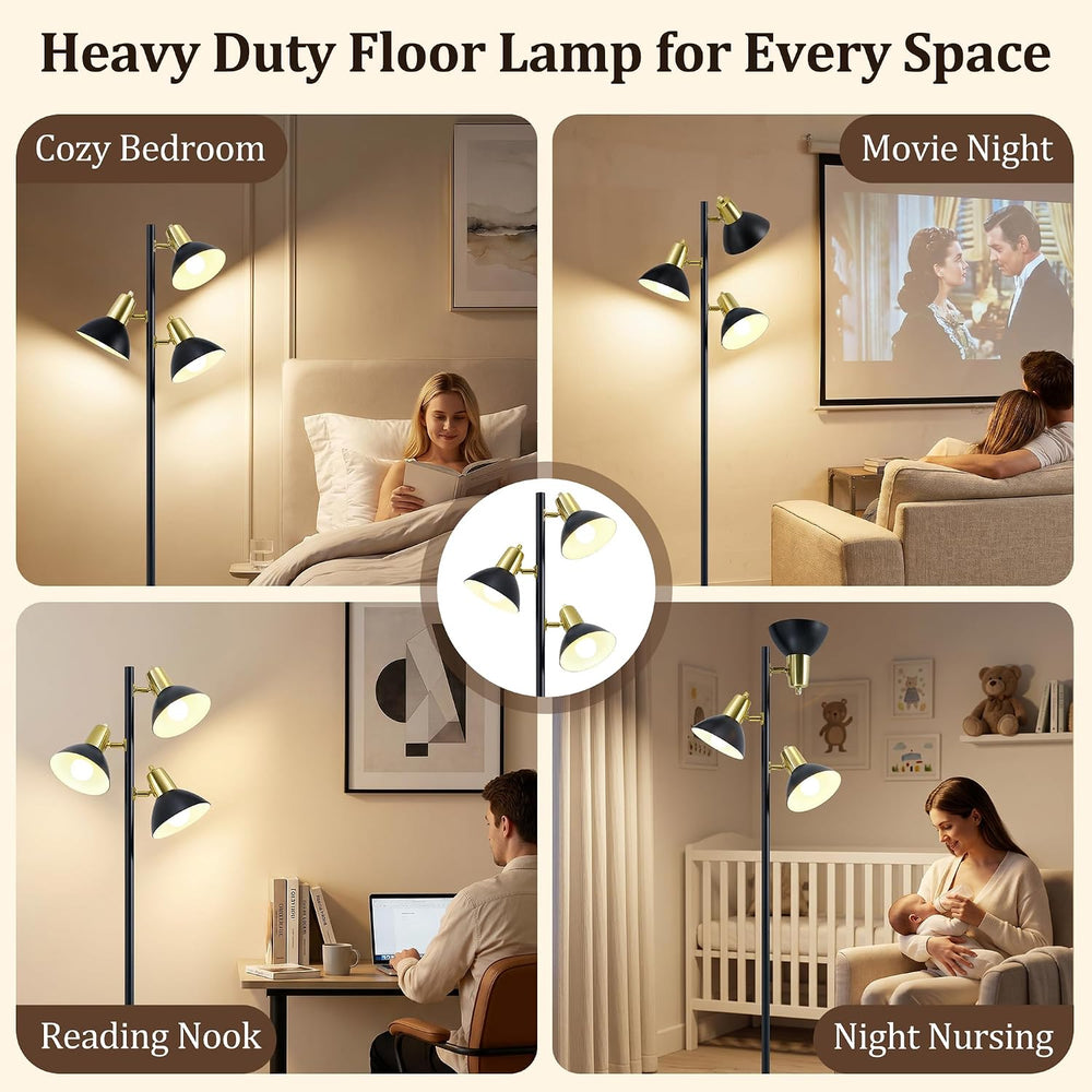 3 Light Floor Lamps for Living Room, 67" Tall Metal Modern Tree Floor Lamp