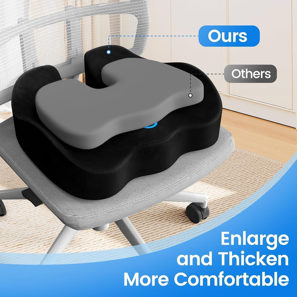 Seat Cushion, Non-Slip Memory Foam Chair Cushion for Taibone, Black/X-Large