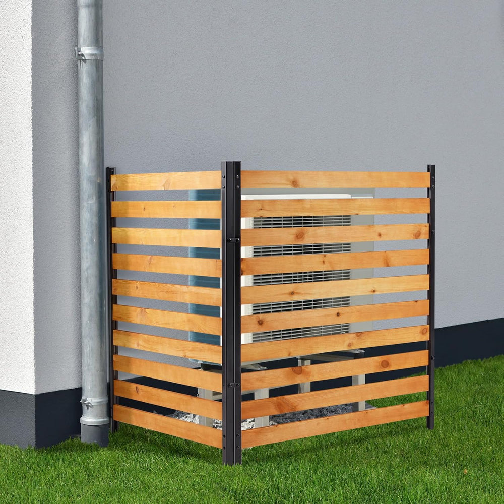 Svarog 3 Panels Outdoor Privacy Screen Fence Panels,Wood Privacy Screen Slatt...