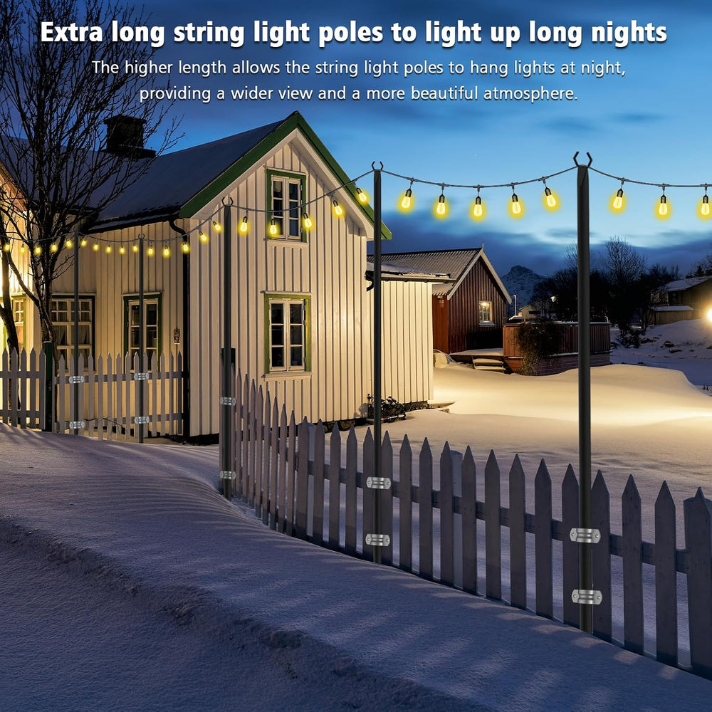 NUERPO 7 Pack String Light Poles,Metal Poles for Hanging Outdoor Light String...