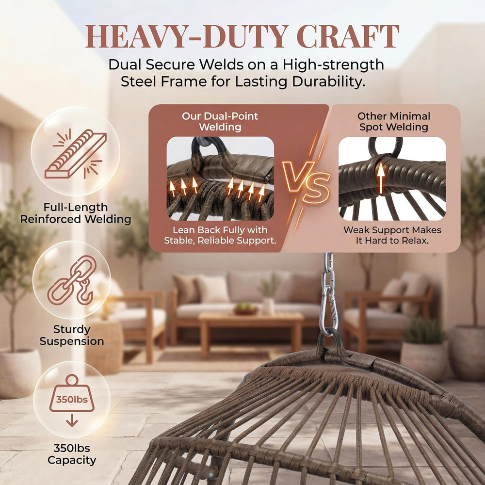 NICESOUL Egg Chair Without Stand Outdoor Indoor, Patio Wicker Swing Hanging E...