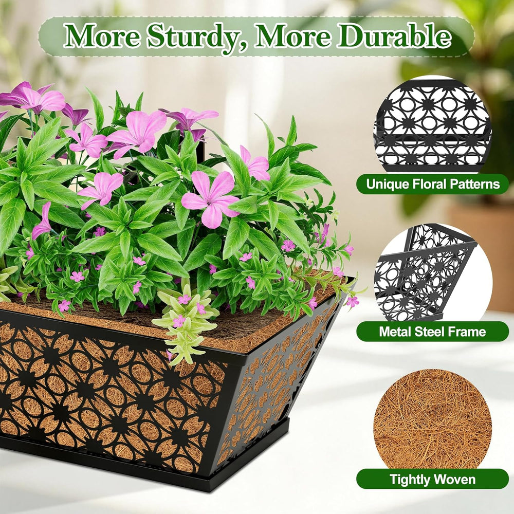 SPECILITE 24" Adjustable Metal Window Railing Planters Boxes, 4 Pack