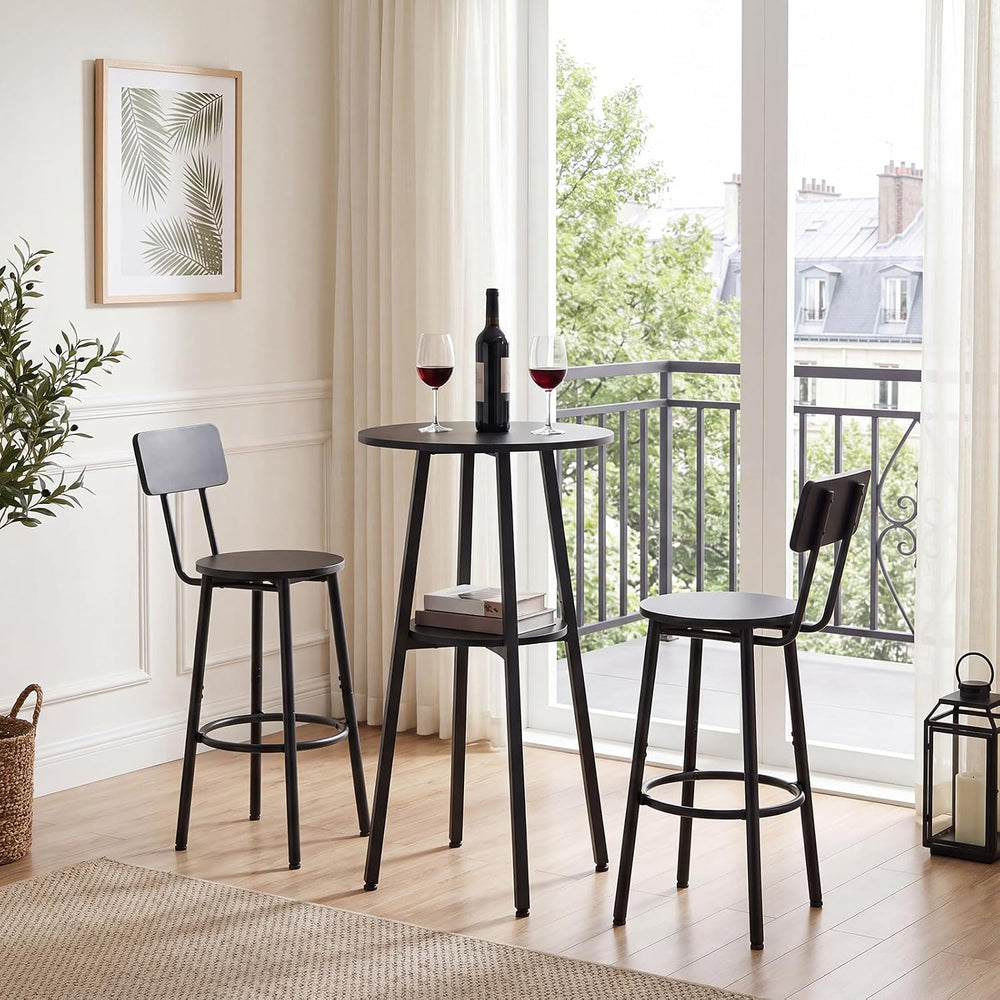 HOOBRO 3 Pieces Round Bar Height Table and Chairs Set, Round Dining Table Set...