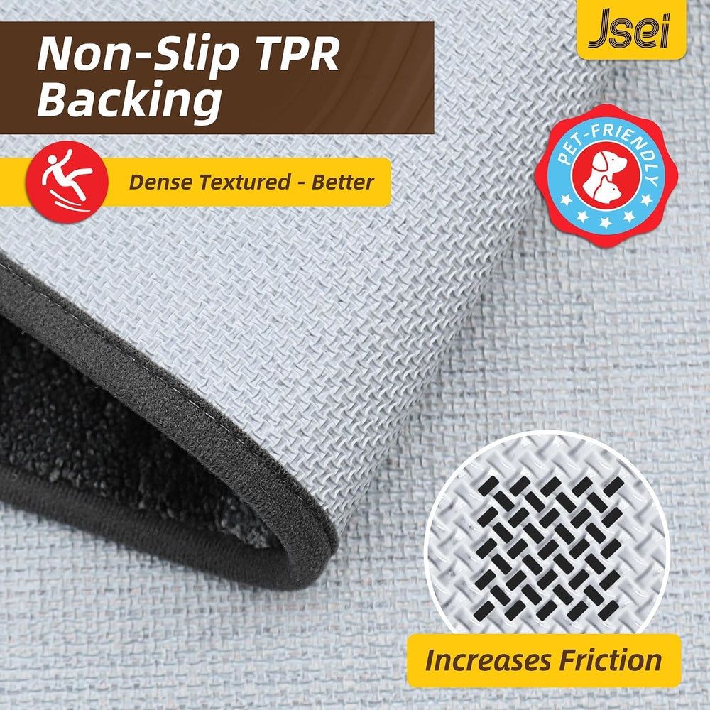 JSEI Dirt Trapper Door Mat 24"x36", Non-Slip Doormat, Light Gray