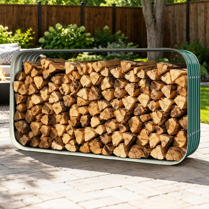 5.5 X 2.7 X 1.5 FT Cuboid / 4FT Square Green Firewood Rack Outdoor / Indoor