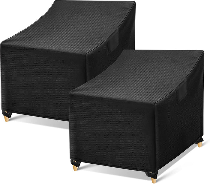 WLEAFJ Outdoor Chair Covers Waterproof, Black Lawn Patio Furniture Covers, Heavy Duty Patio Lounge Deep Seat Cover, 2 Pack - 26" W x 25" D x 34" H