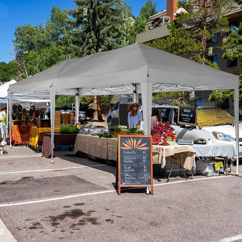 COBIZI 10x20 Pop Up Canopy with 6 Sidewalls, One Push Easy Setup, Gray