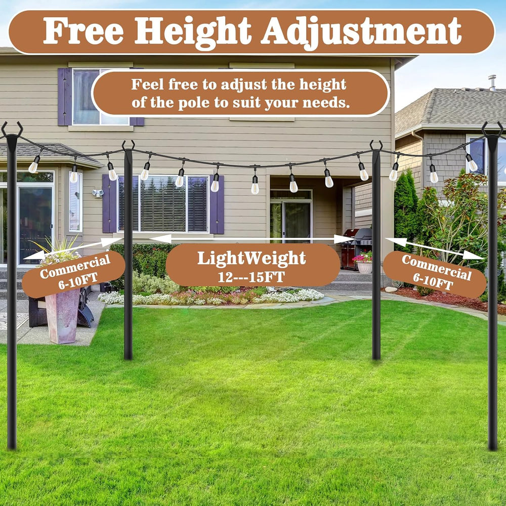NUERPO 7 Pack String Light Poles,Metal Poles for Hanging Outdoor Light String...