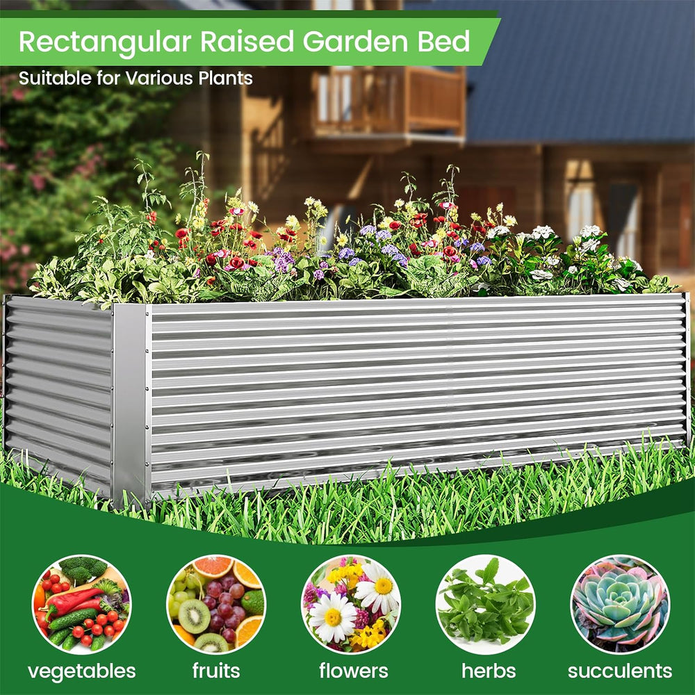 2pcs Tall Galvanized Raised Garden Bed Outdoor,Steel Garden Bed for Vegetable...
