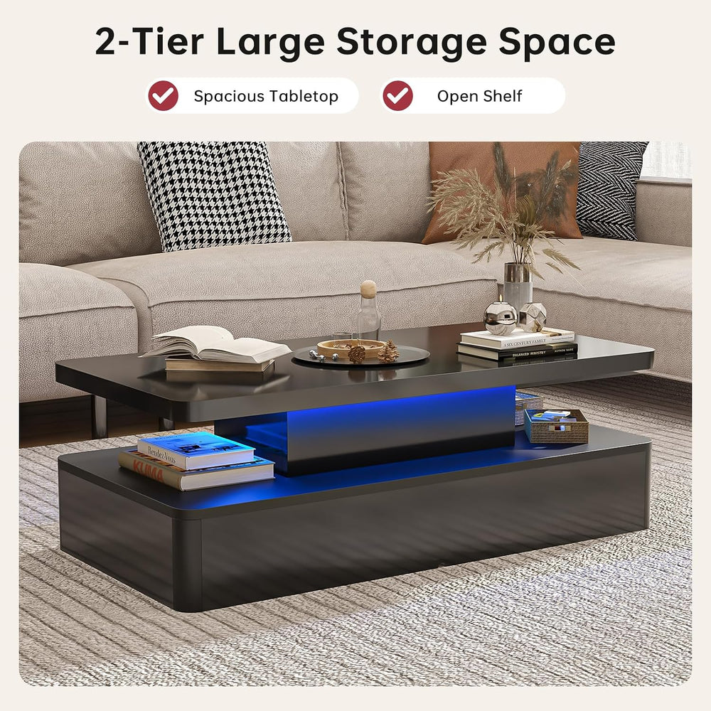 oneinmil Modern LED Coffee Table, 40" Living Room Tables with 16 Colors ...
