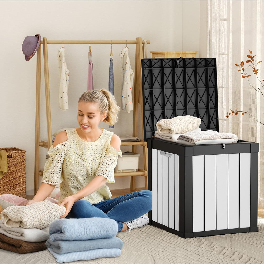 PatioZen 50 Gallon Resin Deck Box, Lockable Patio Outdoor Storage Box for Fur...