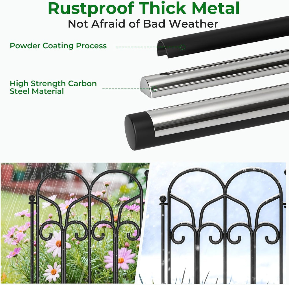 AMAGABELI 10 Panels 17in(H)×10ft(L) Decorative Garden Fences and Borders for ...