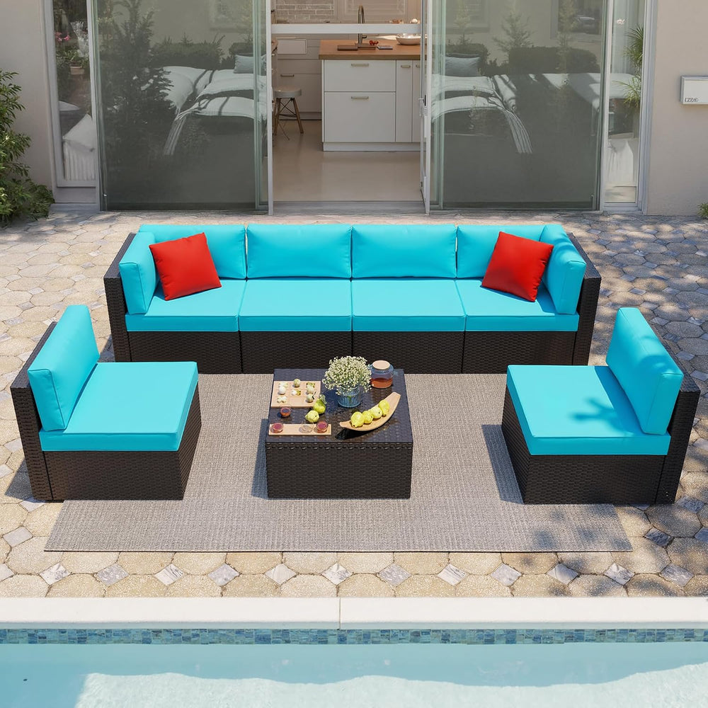 Shintenchi 7 Pieces Patio Furniture Sets Outdoor All-Weather Sectional Patio ...