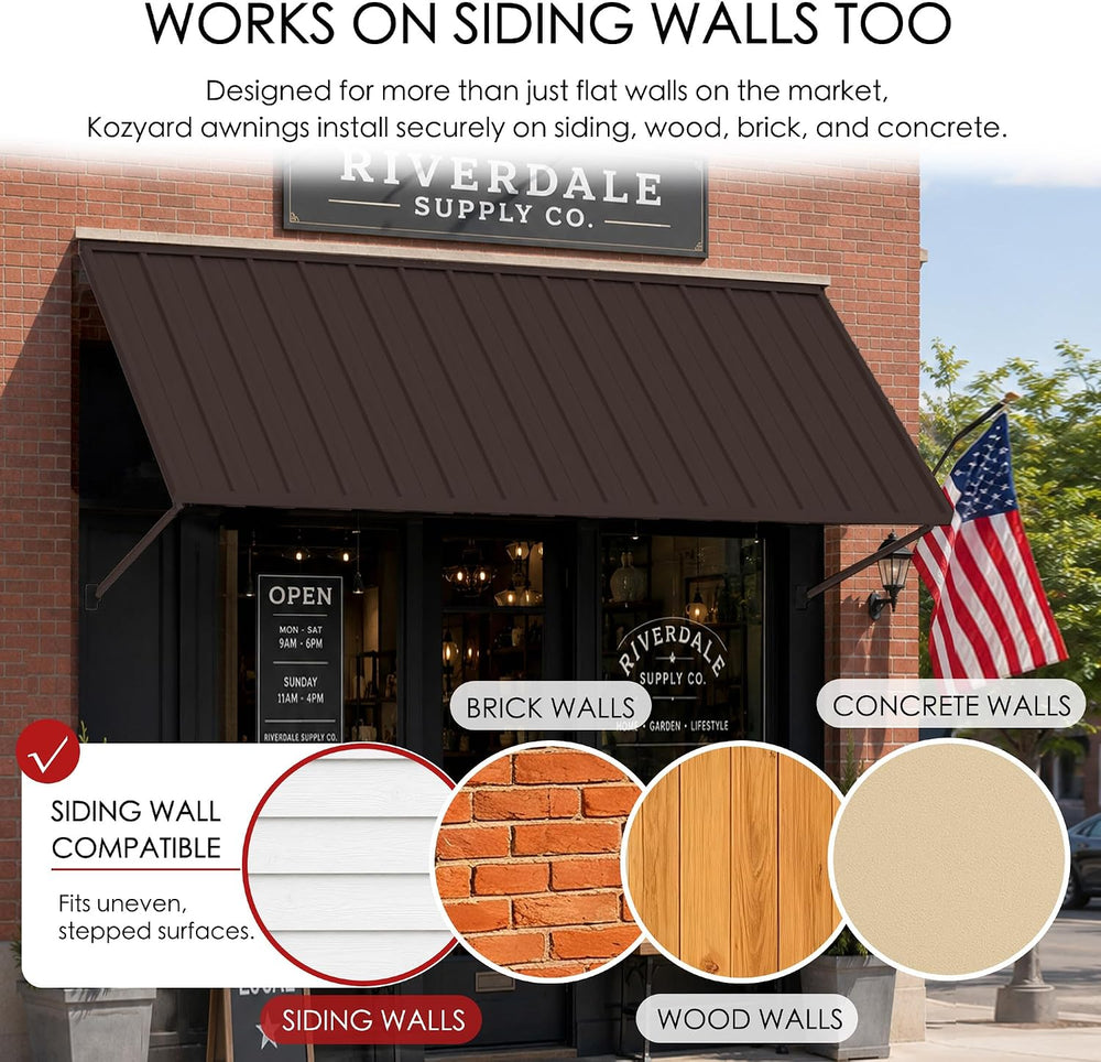 Kozyard Adjustable Window Awning Powder-Coated Iron Canopy, All-Weather Rain,...