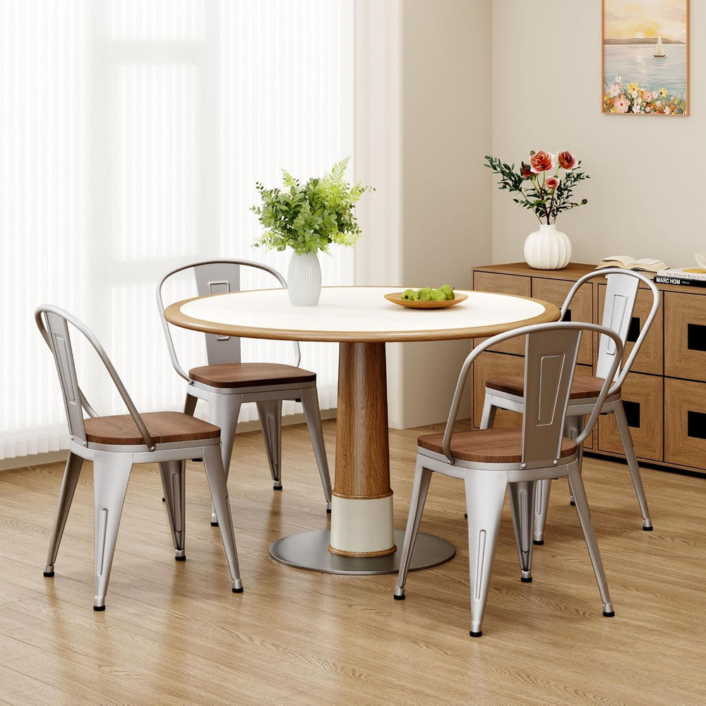 18 Inch Metal Dining Chairs,Arlunar Farmhouse Chairs Set of 4 Black Dining Ro...