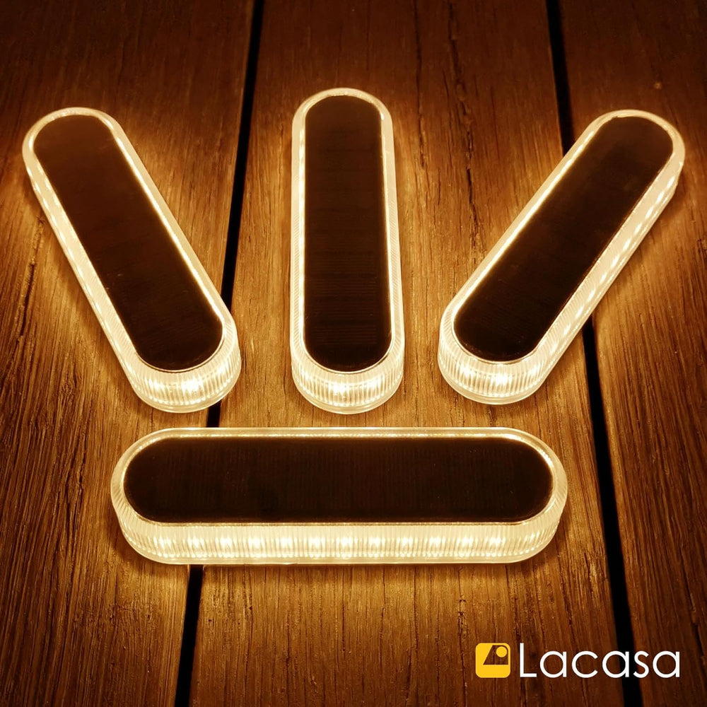 Lacasa Solar Deck Lights, 4 Pack 40LM Solar Powered Step Lights, LED Dock Lig...