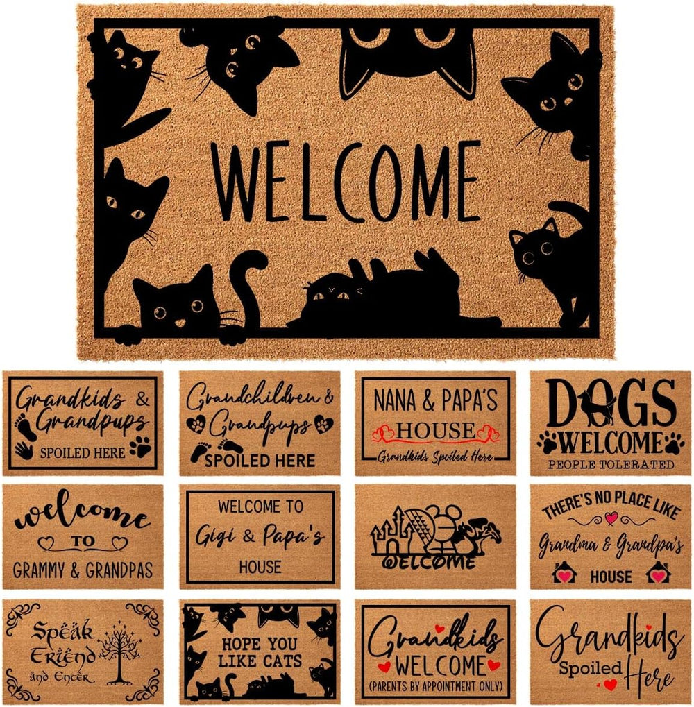 Cute Peeking Cat Welcome Doormat, 23.6 x 15.7 Inch, Water Resistant, Modern S...