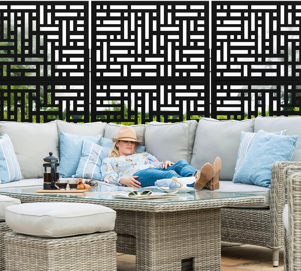 Elevens Privacy Screen Outdoor Decorative Panels Planter Wall Metal Fence Pan...