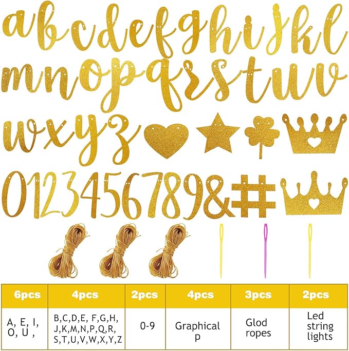 TaoBary 167 Pcs DIY Banner Kit Happy Birthday Glitter Banner Customizable Gli...
