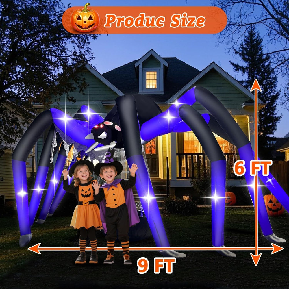 9FT Giant Outdoor Halloween Inflatables Decorations Spider Blow up