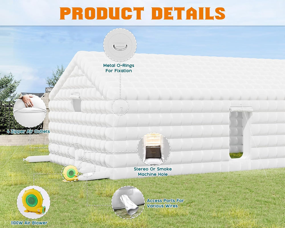 Albott 39x20x14 FT Large Inflatable Nightclub Tent for Adults with Pavilion R...