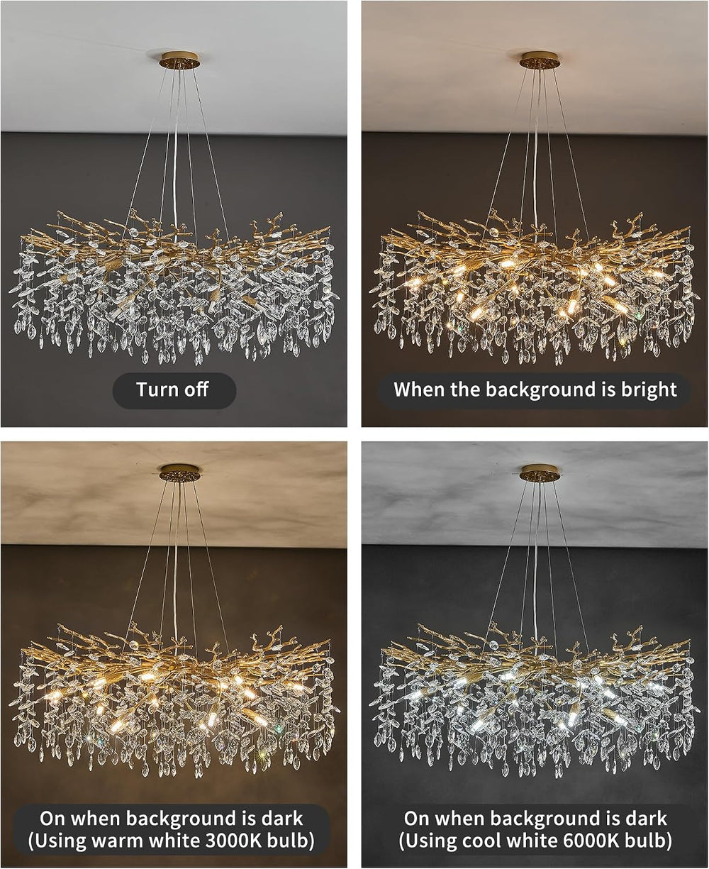 Modern Tree Branch Crystal Chandelier Luxury Gold Crystal Pendant Lighting 40...