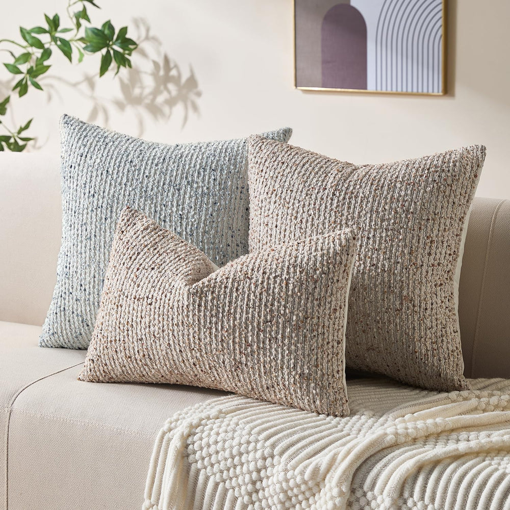 Allorry Throw Pillow Covers 20x20 Soft Wool Cushion Decorative Beige012A20