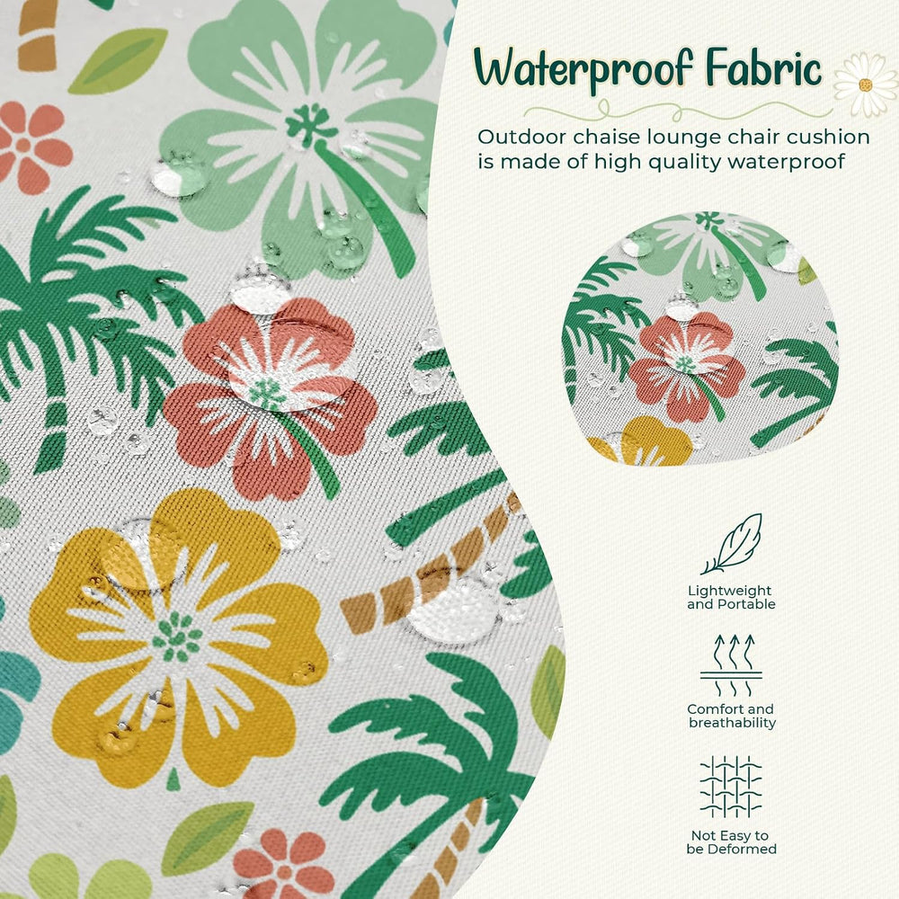 Outdoor Lounge Chair Cushions Waterproof 75.1 x 22.8 x 4.7 Green Tree