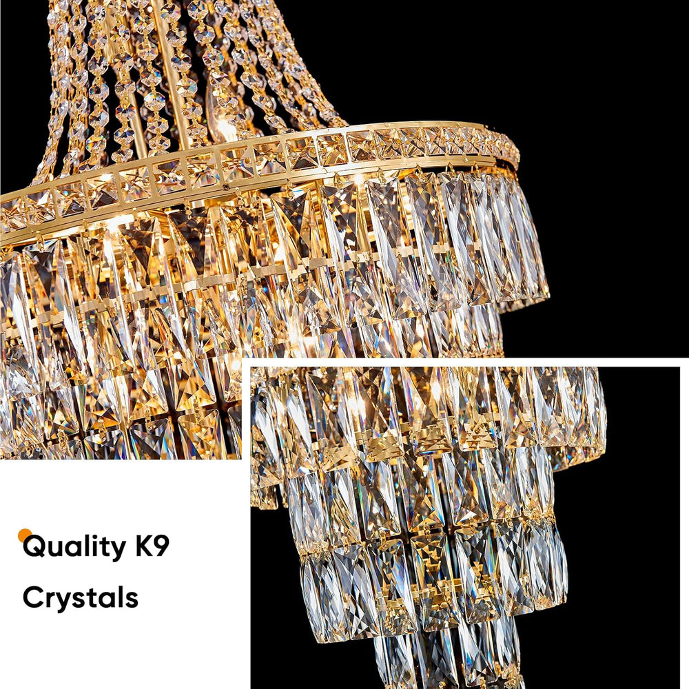 Gold Crystal Chandeliers 13 Lights Luxury Modern Chandelier for High Ceilings...